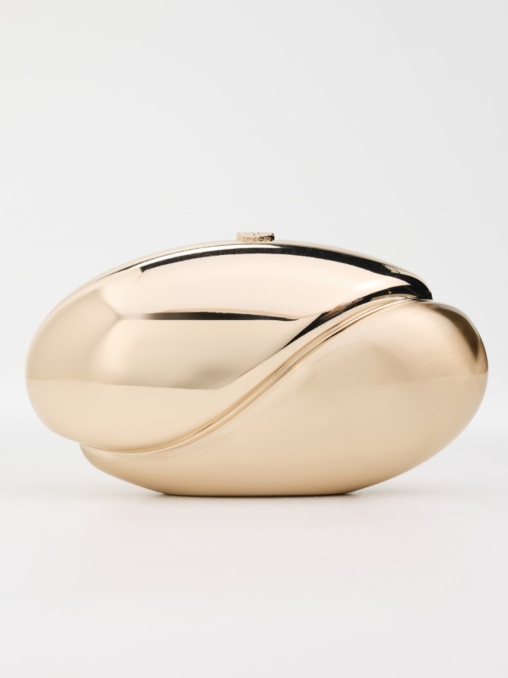 Simkhai Ameera Clutch Gold Structural Statement Round Oval Clutch Bag - Picture 1 of 10
